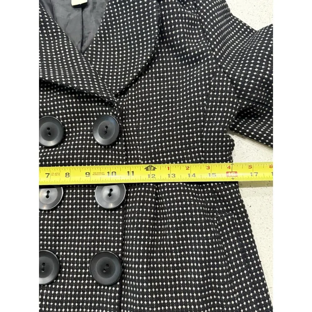 Forever 21 Peacoat Womens Small Black White Micro Houndstooth Wool Blend Coat